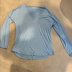 Abercrombie & Fitch Light Blue V-Neck Long Sleeve Top